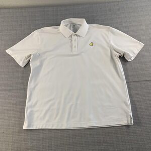 Masters Tech Polo Shirt Mens XL White Golf Polyester Embroidered Augusta Logo